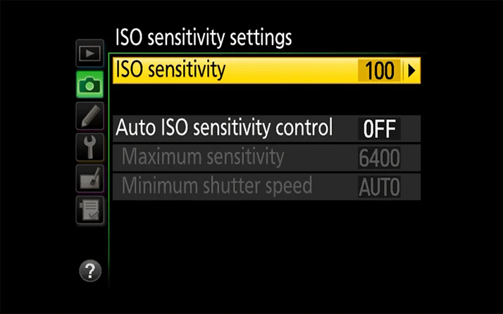 camera iso settings