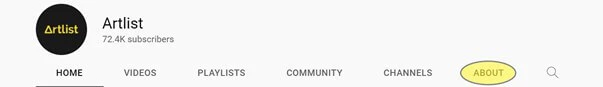 youtube channel description placement