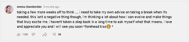 emma chamberlain message