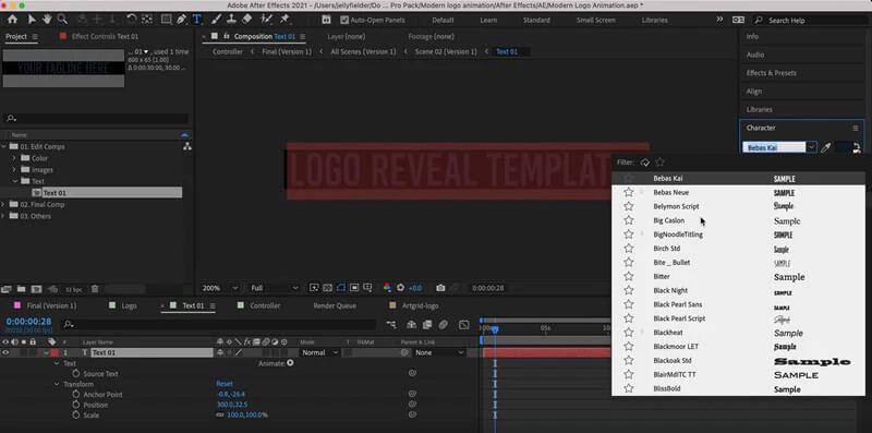 after effects animated logo reveal