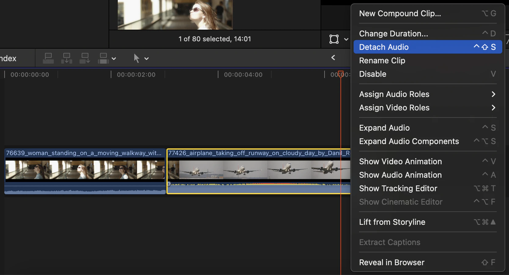 detach audio in davinci resolve to make l cut or j cut