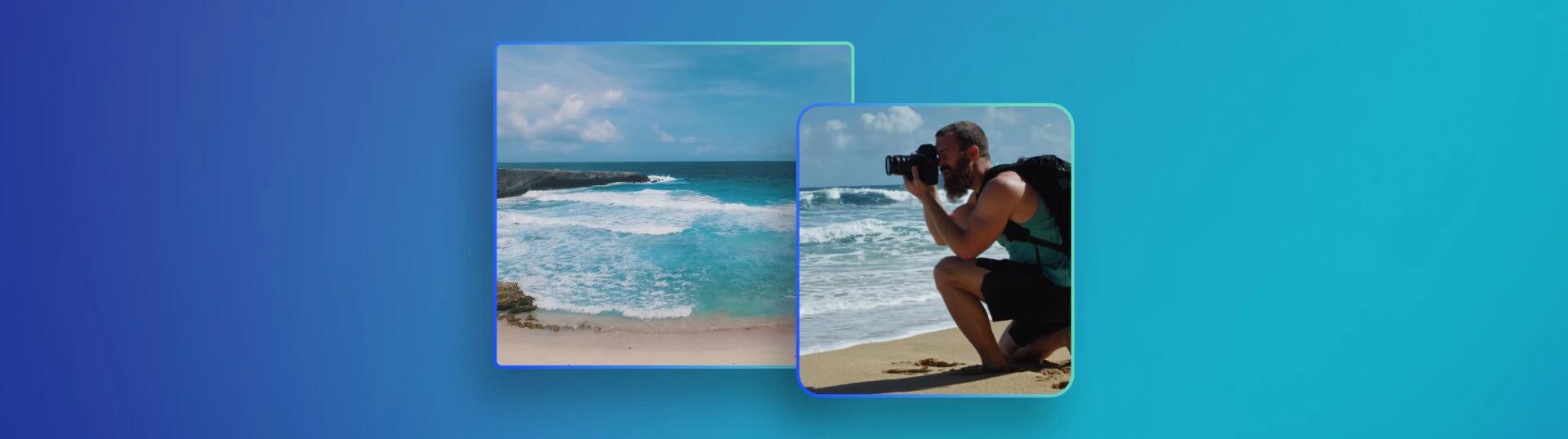 Photographer on a beach shoot