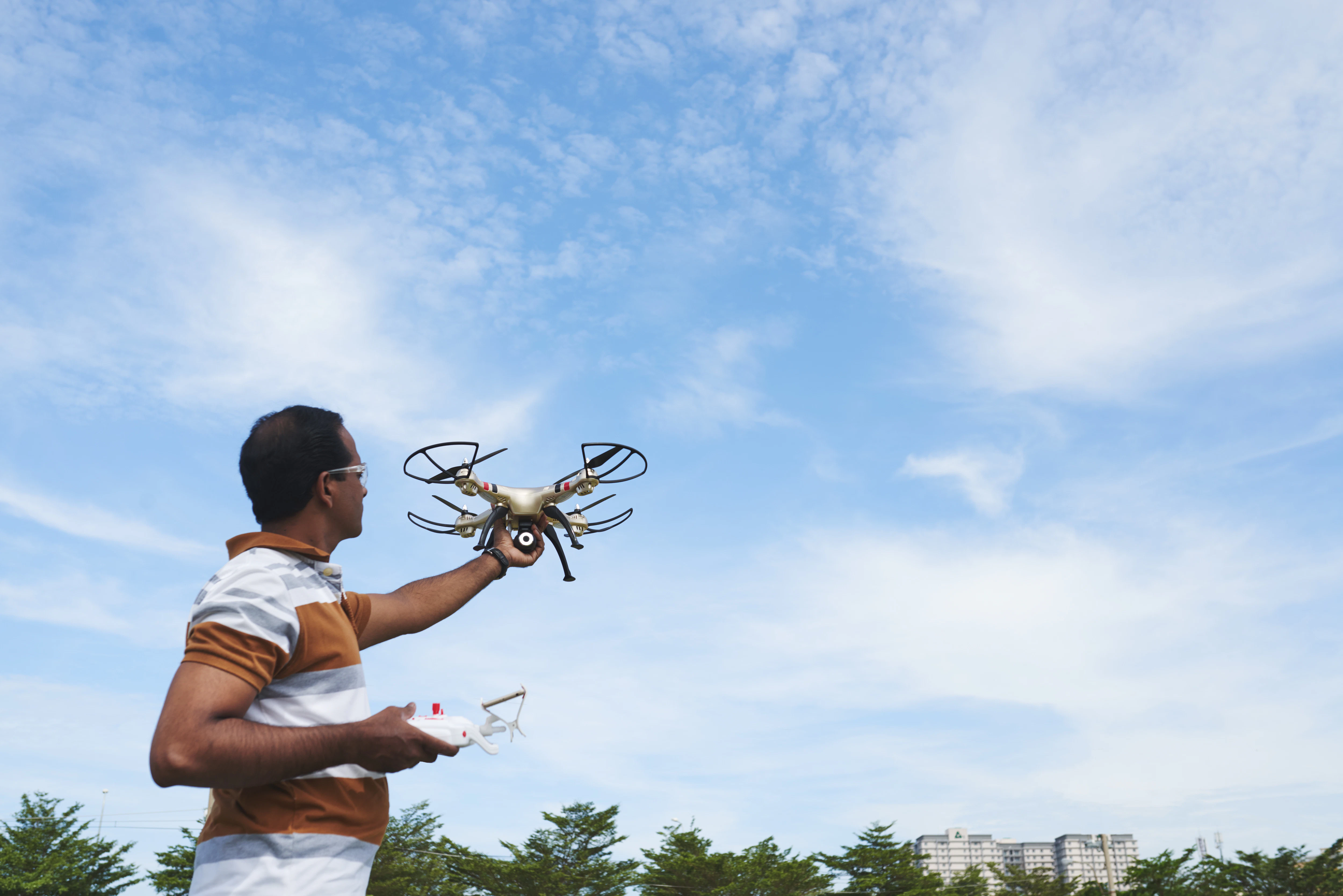Man holding drone