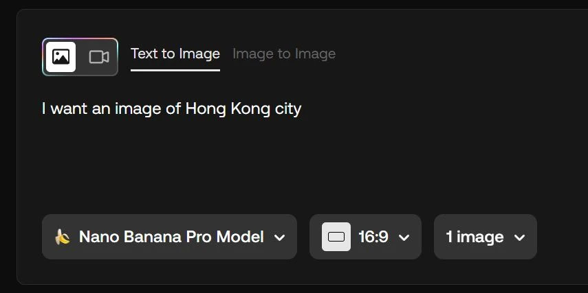 screenshot of Nano Banana Pro text to image on Artlist AI.
