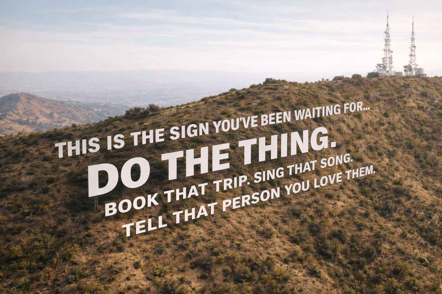 A GPT Image 1.5-generated image of the Hollywood Hills with text