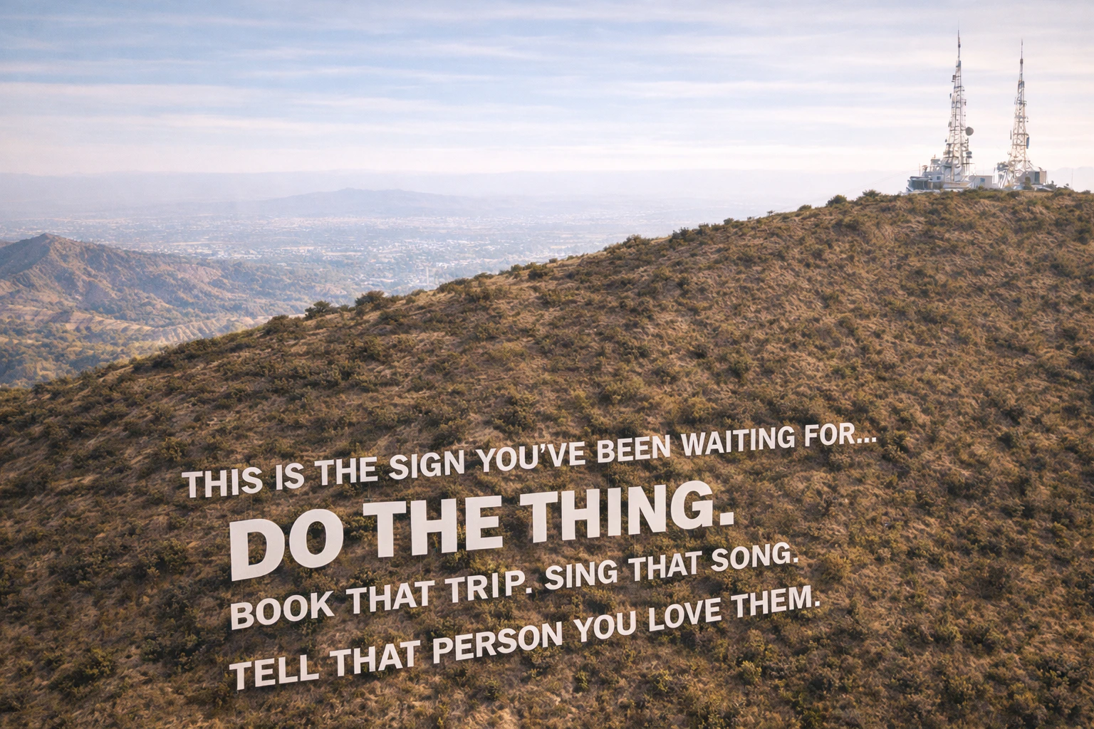 A GPT Image 1.5-generated image of the Hollywood Hills with text