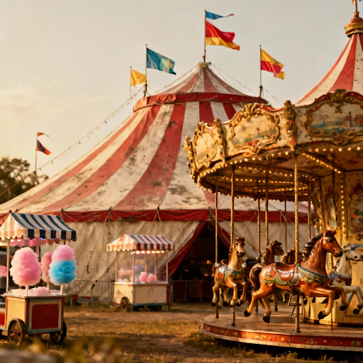 AI generated image of a fairground with a merry-go-round.