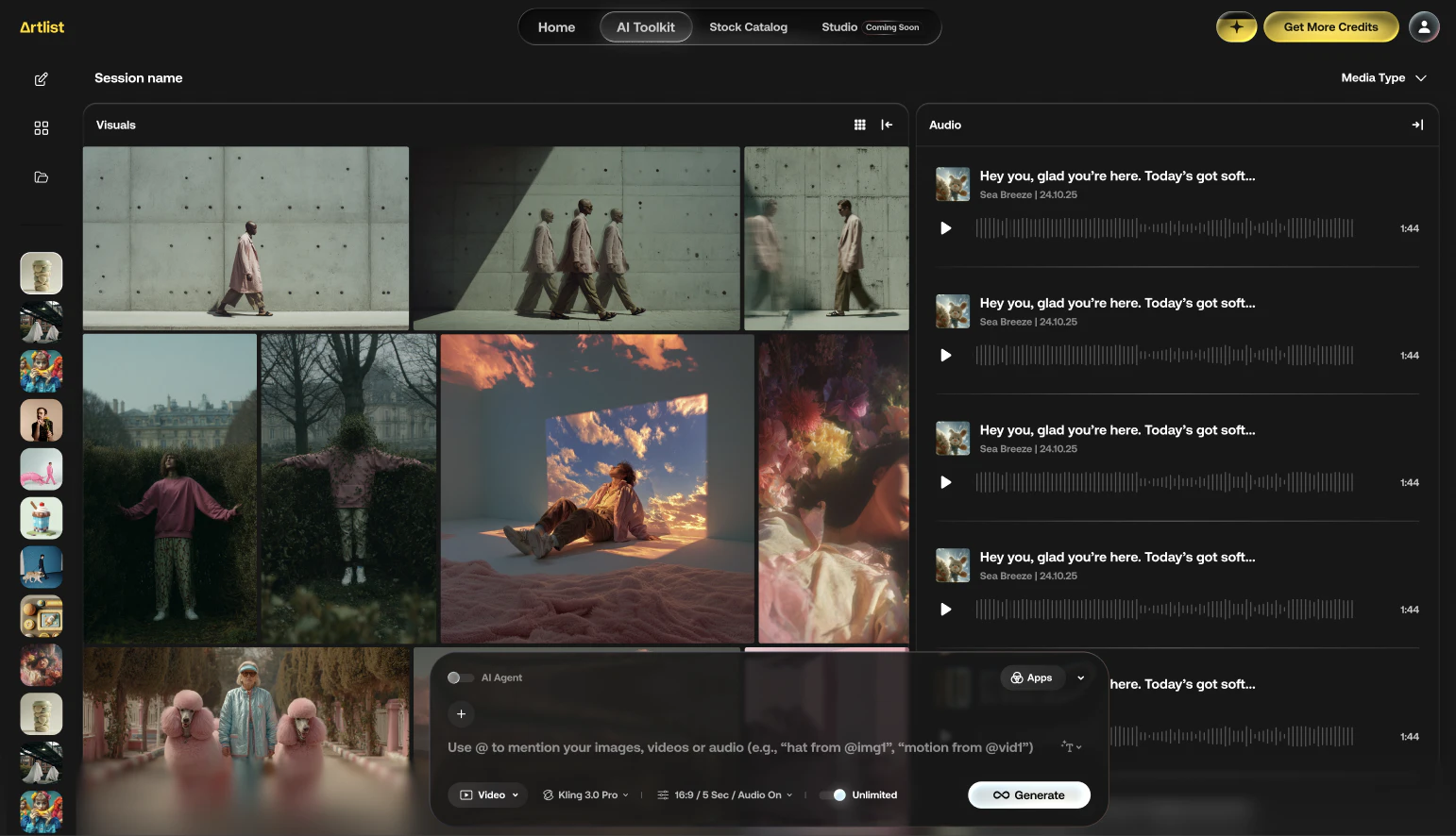 screenshot of Unlimited toggle on the Artlist AI Toolkit